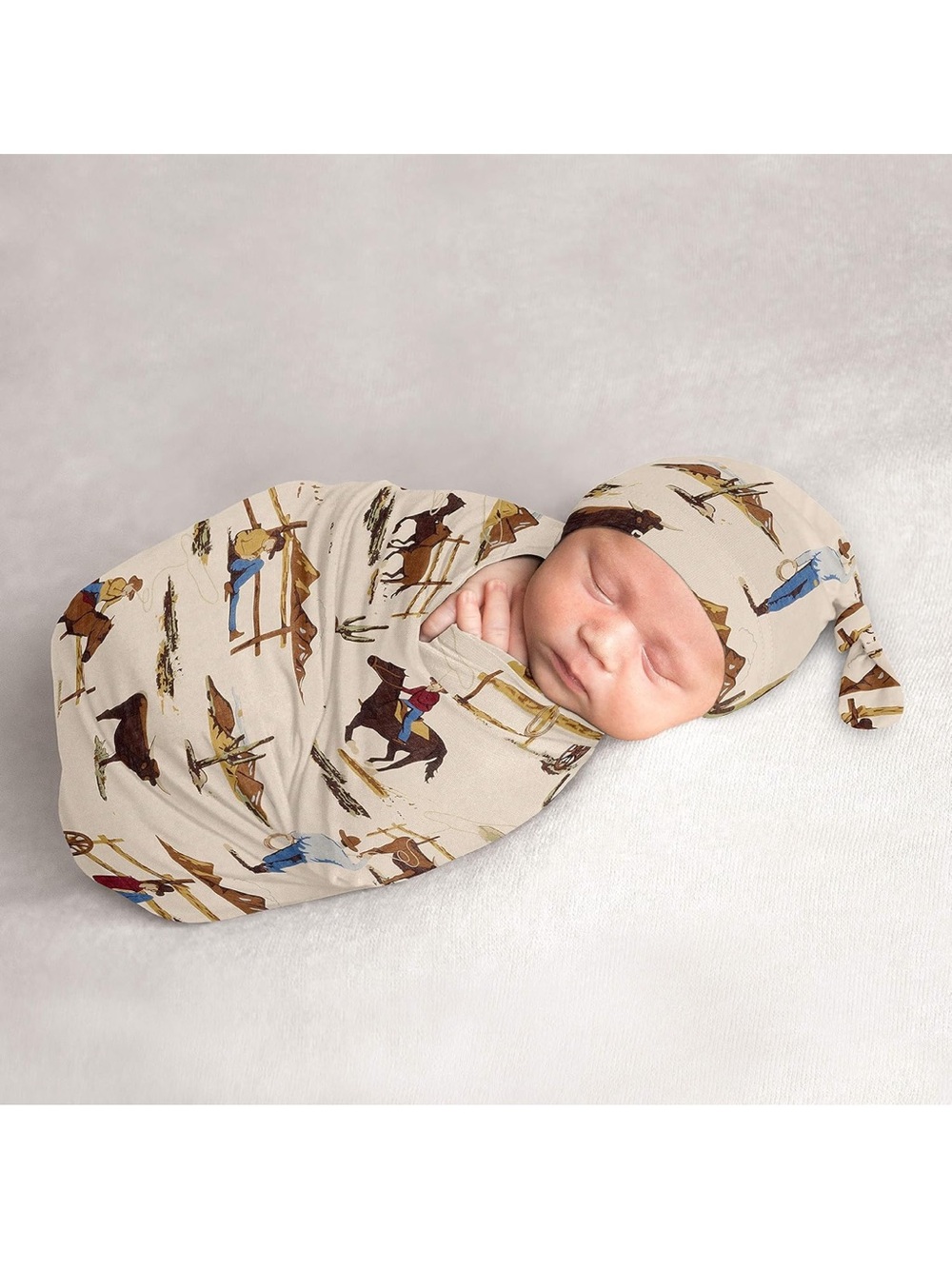Sweet Jojo Designs Wild West Cowboy Baby Boy Cocoon and Beanie Hat 2pc